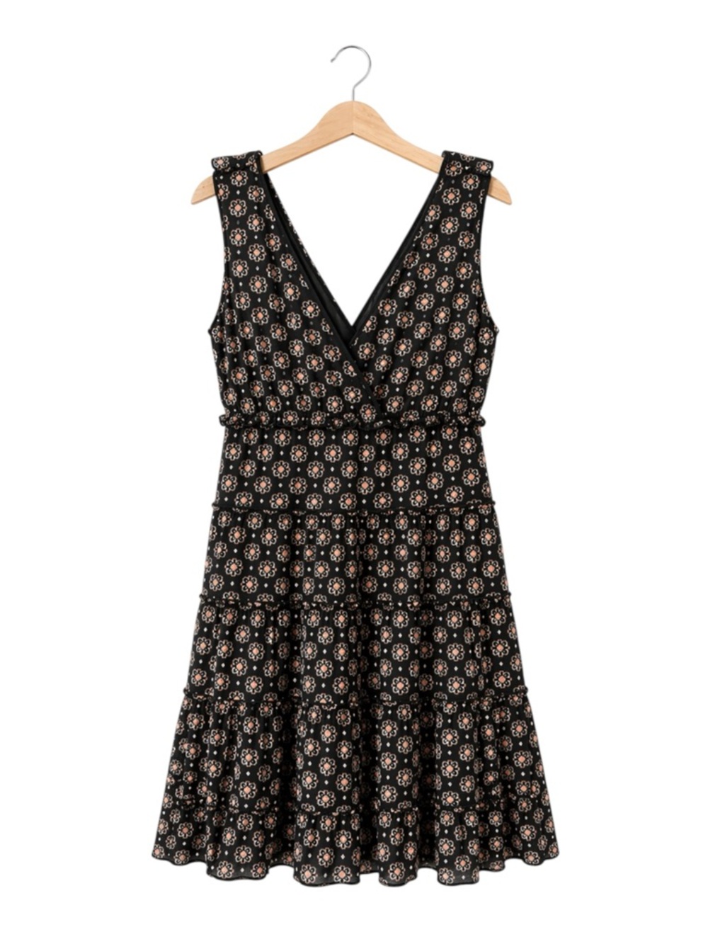 Y2K Babydoll Tiered Floral Mesh Midi Dress‎ Large Casual Summer Lightweight